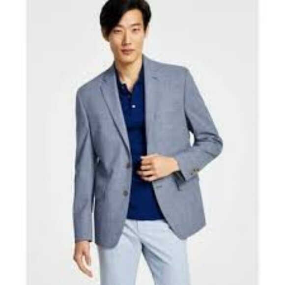 Ralph Lauren Silk Wool Sport Coat Blazer 46S Blue Textured Two Button